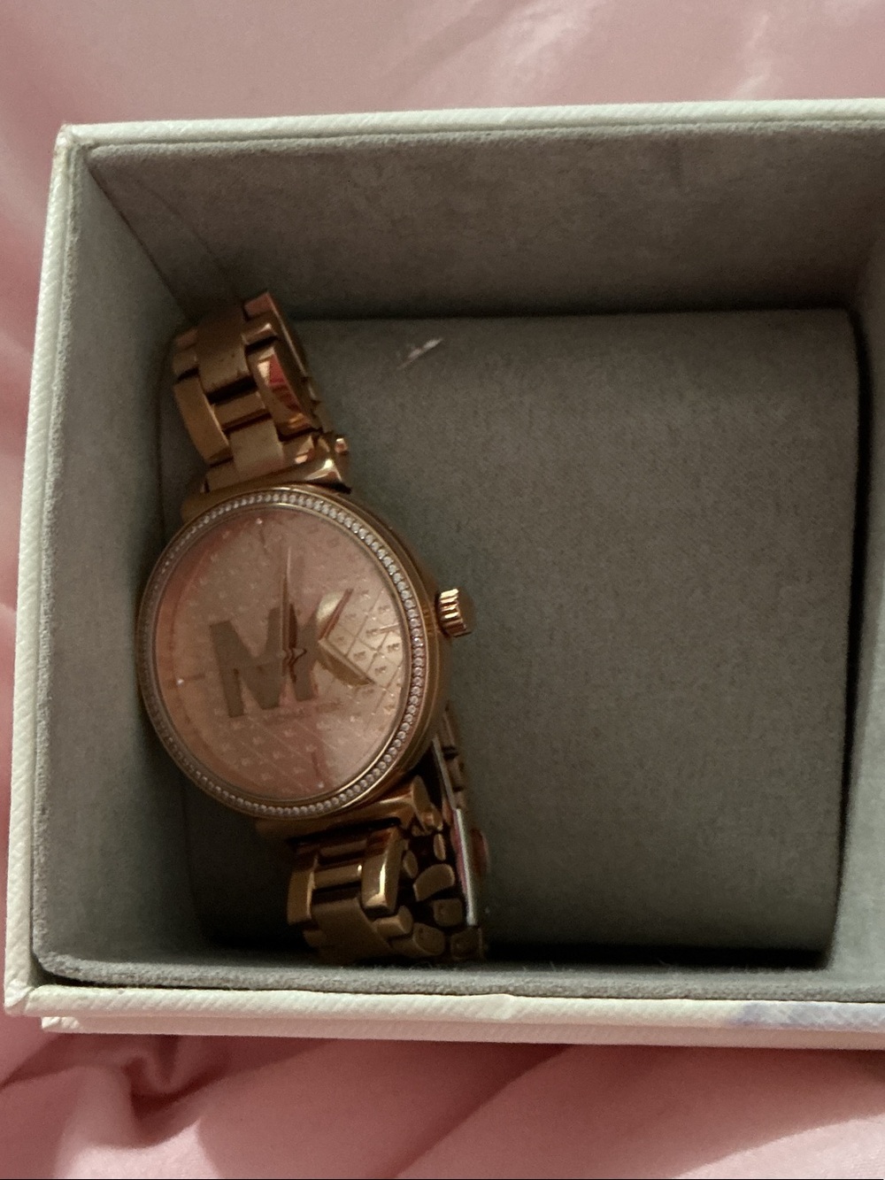 Michael Kors Rose Gold-Tone MK Logo Women's Bracelet Watch